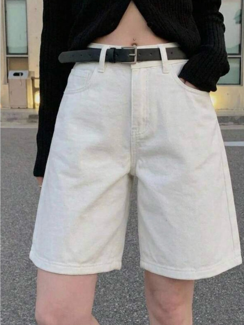 Express White High-Rise Bermuda Shorts